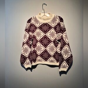 Vintage Patterned Perspective Acrylic Sweater | Size Small
